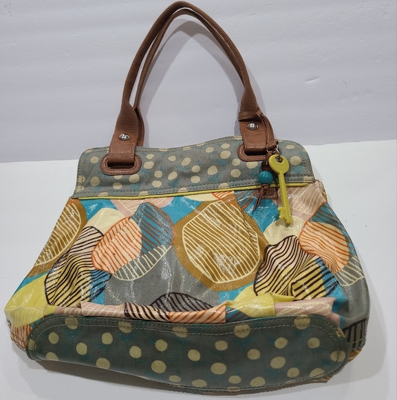 Fossil Key -per Colorful tote Coated Women's  shoulder Bag 15×12×4 in. - Picture 1 of 7